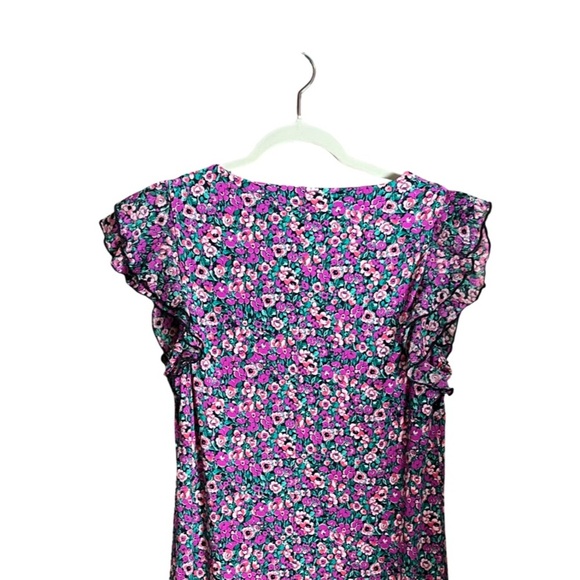 New Harper Rose Pink Floral Ruffle Hem Jersey Knit Mini Dress Size L NWT - Picture 7 of 14
